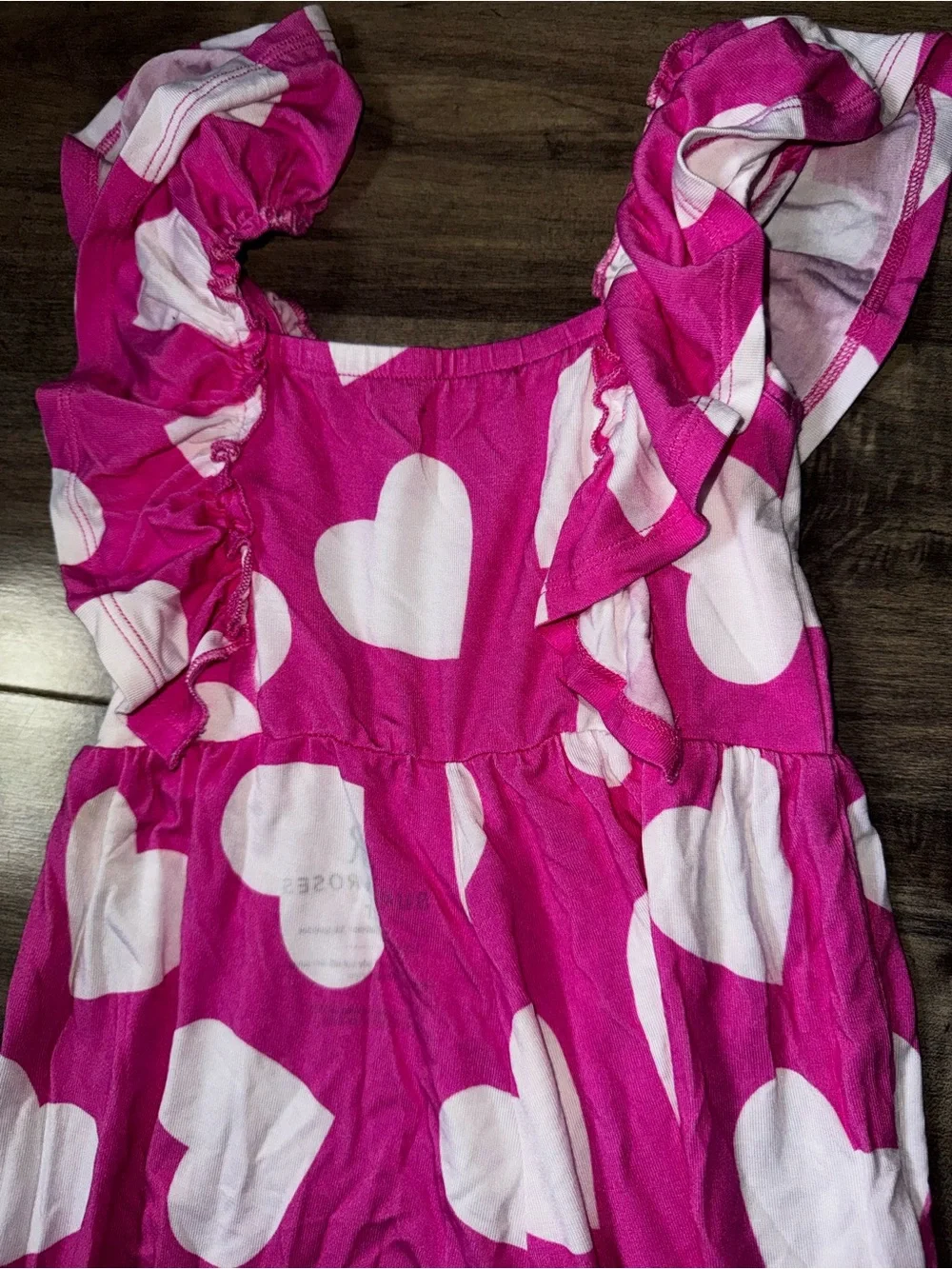Bums & Roses 3T Hot Pink Hearts Flare Leg Romper Bamboo Retired Drop